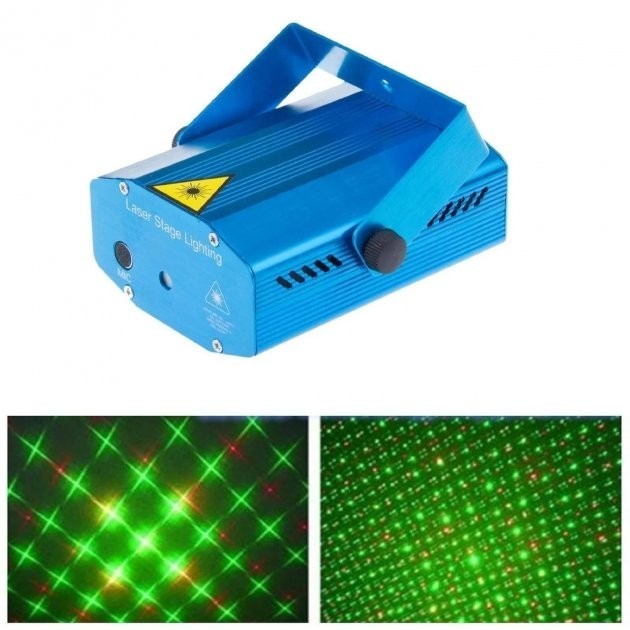 

Лазерный диско проектор стробоскоп светомузыка с микрофоном Mini Laser Stage Lighting