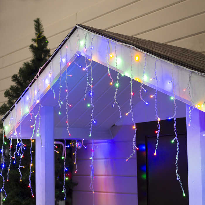 

Наружная LED гирлянда Бахрома (B0020) "Icicle" 5 метров Мульти Цветная, 100 Ламп белый провод