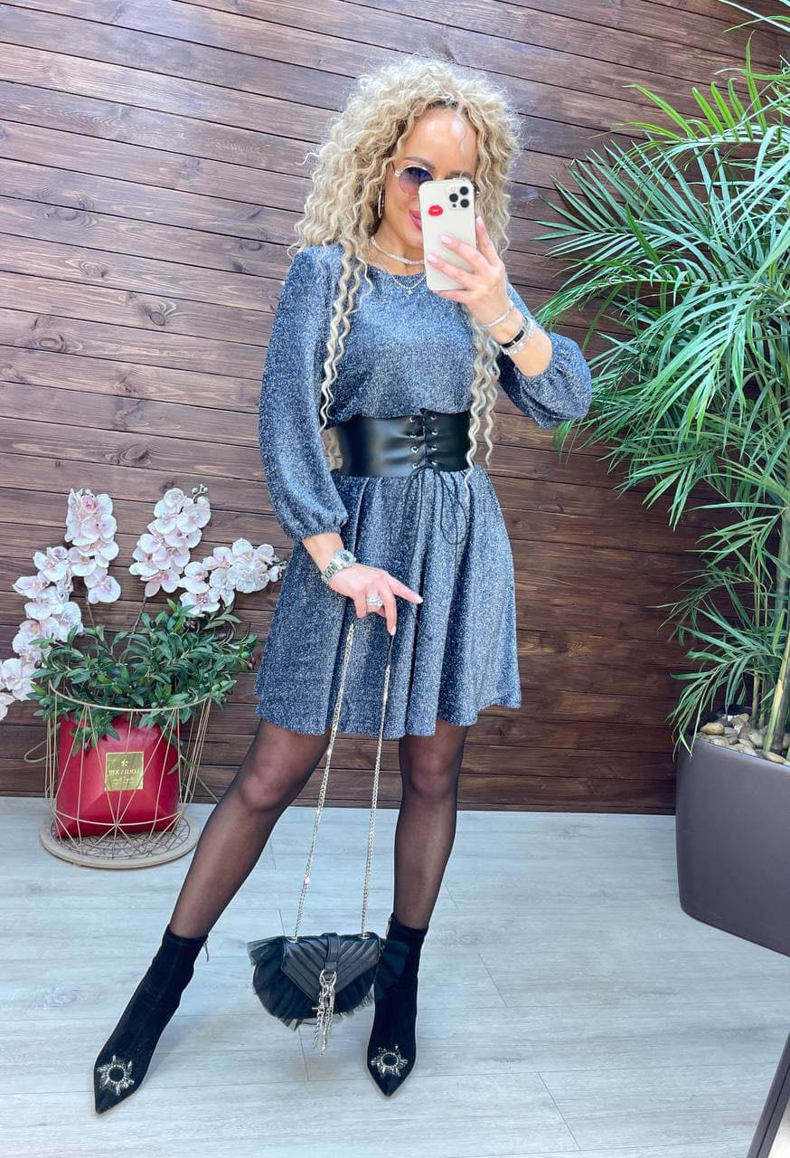 

Fashions • Платье блестящее Brease Fashions 42-48 джинс (6157)