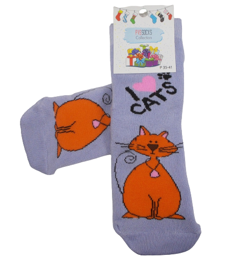 

Женские теплые носки с котом Pvssocks 14 35- сиреневые, Женские теплые носки с котом Pvssocks 14 35-41 сиреневые