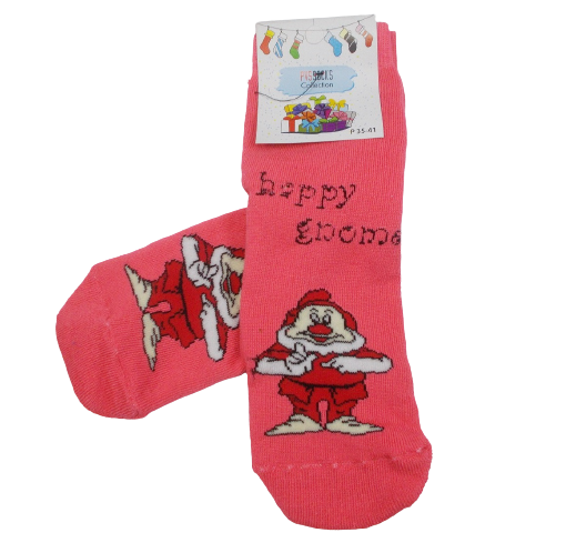 

Новогодние носки гном теплые Pvssocks 09 35-41 розовые
