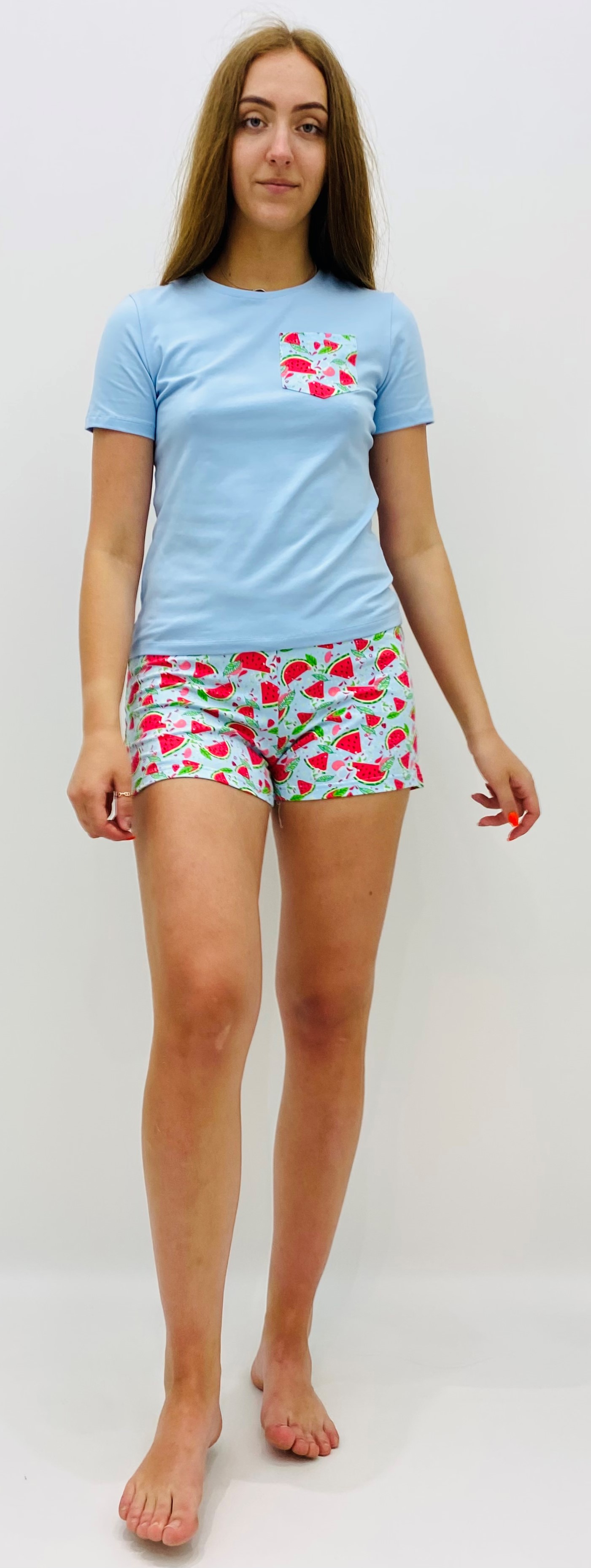

Комплект MELOON шорти+футболка Glamur-underwear  Голубий, Комплект MELOON шорти+футболка Glamur-underwear M Голубий
