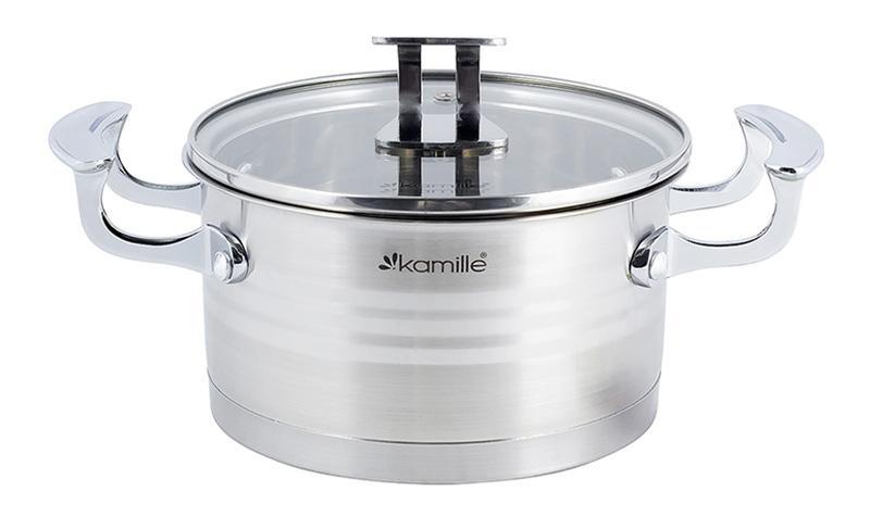 

Кастрюля индукционная Kamille Casserote 2.4л из нержавеющей стали со стеклянной крышкой