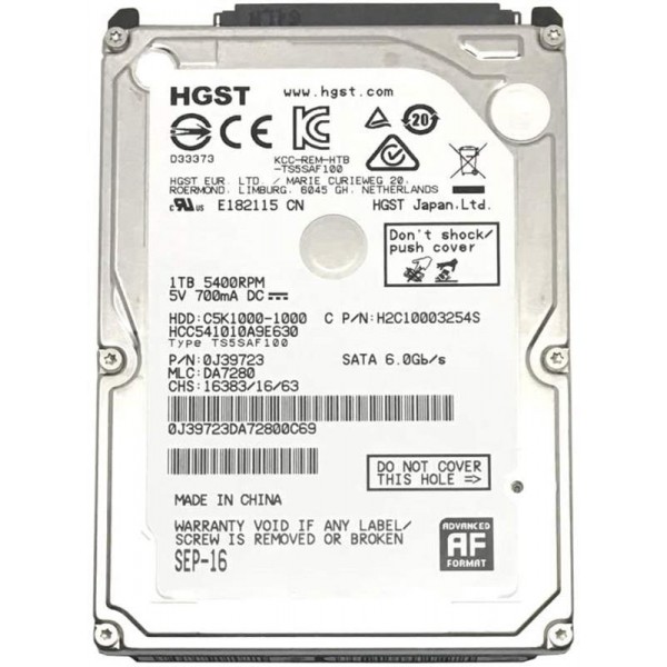 

HDD 2.5" SATA 1.0ТB Hitachi (HGST) C5K1000 5400rpm 8MB (HCC541010A9E630)