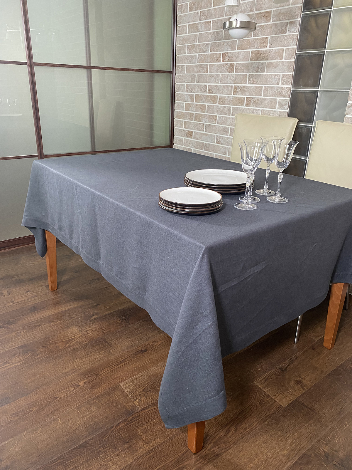 

Льняная скатерть графит 150 x 250 см - linen island