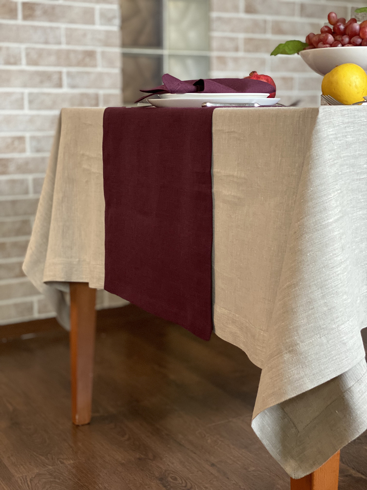 

Льняная скатерть-дорожка Раннер сангрия 40 x 250 см - linen island