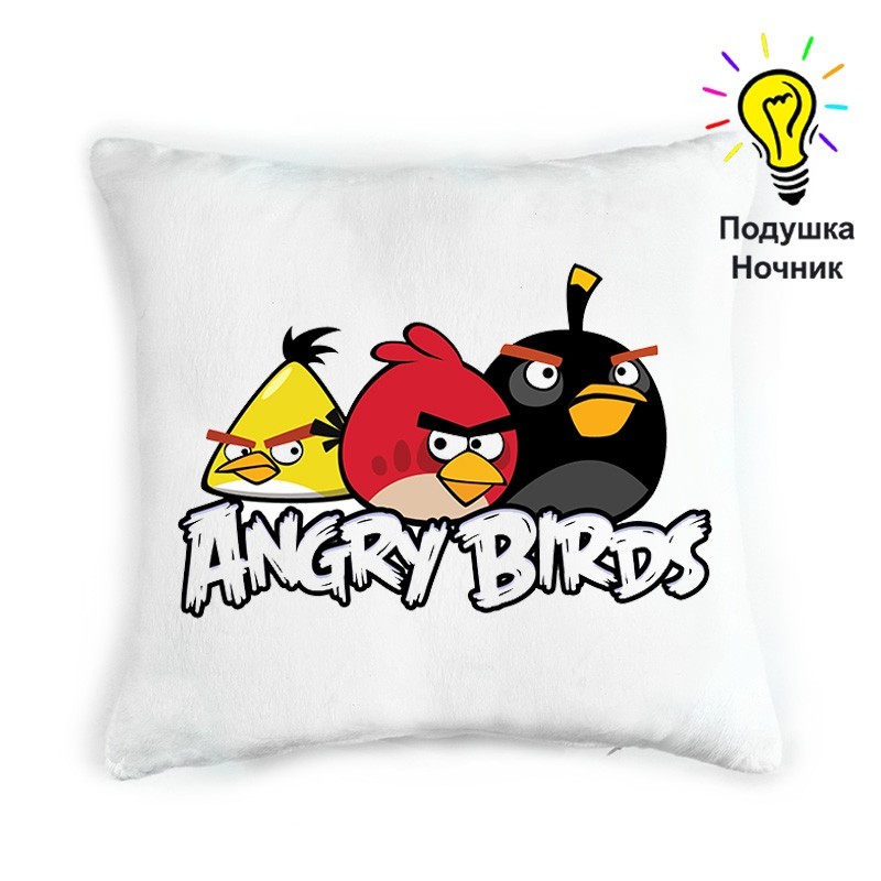 

Подушка ночник светильник Angry birds квадратная