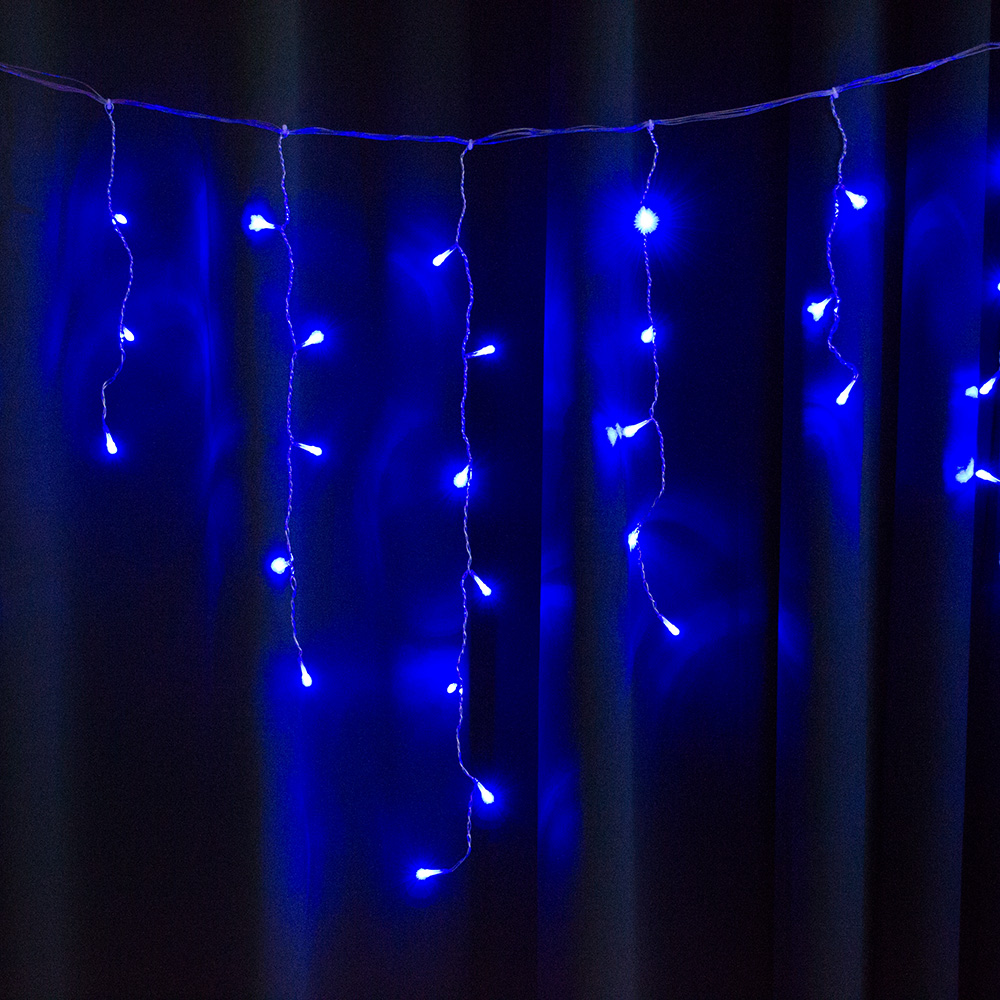 

Гирлянда уличная STARLIGHT бахрома 75LED синяя 2х0.7м IP44 черный провод (57263)