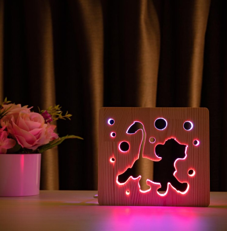 

Ночник светильник LED Симба с пультом и регулировкой цвета (двойной RGB)