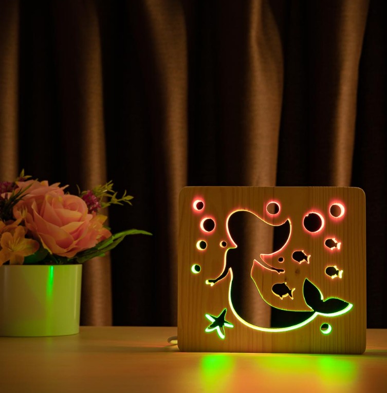 

Ночник светильник LED Русалка с пультом и регулировкой цвета (двойной RGB)