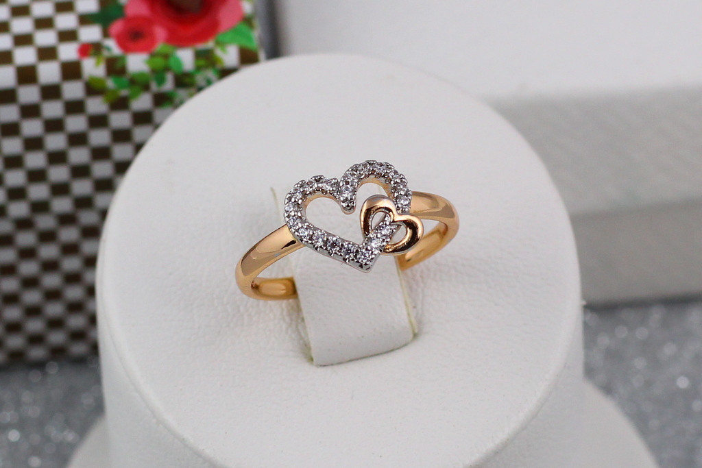 

Кольцо Xuping Jewelry с родием два сердечка р 21золотистое