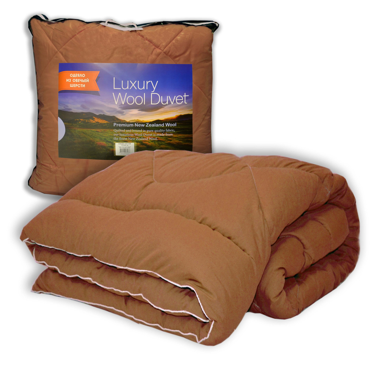 

Одеяло Долина Снов из овечьей шерсти в микрофибре 140x205 см brown