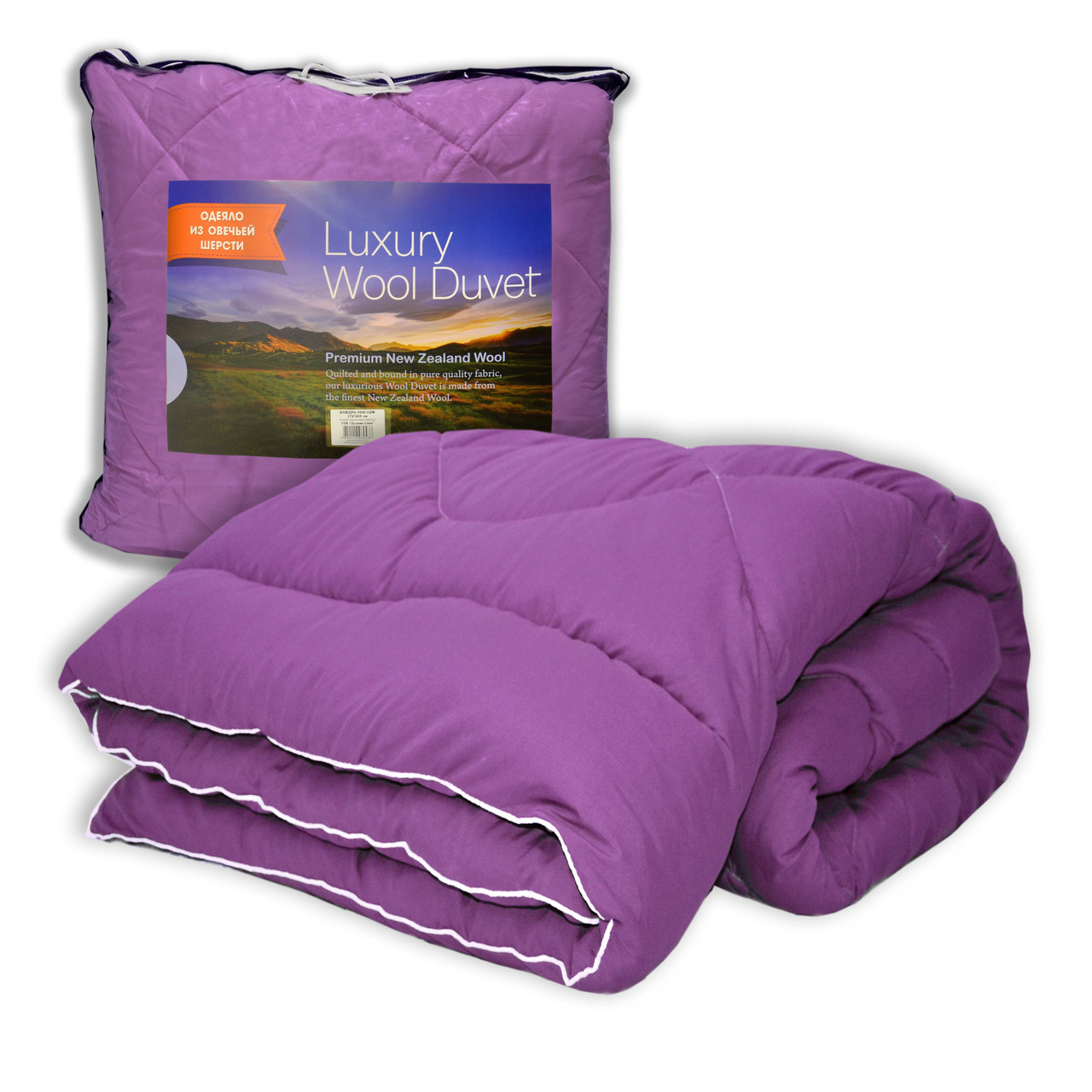 

Одеяло Долина Снов из овечьей шерсти в микрофибре 172x205 см violet