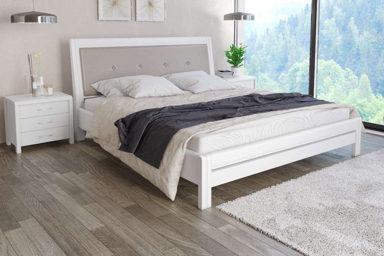 

Деревянная кровать MUNGER Эдема из бука (массив), 160x200, с подъемным механизмом, 4,5 см между ламелями, белого цвета, из ткани 1 категории