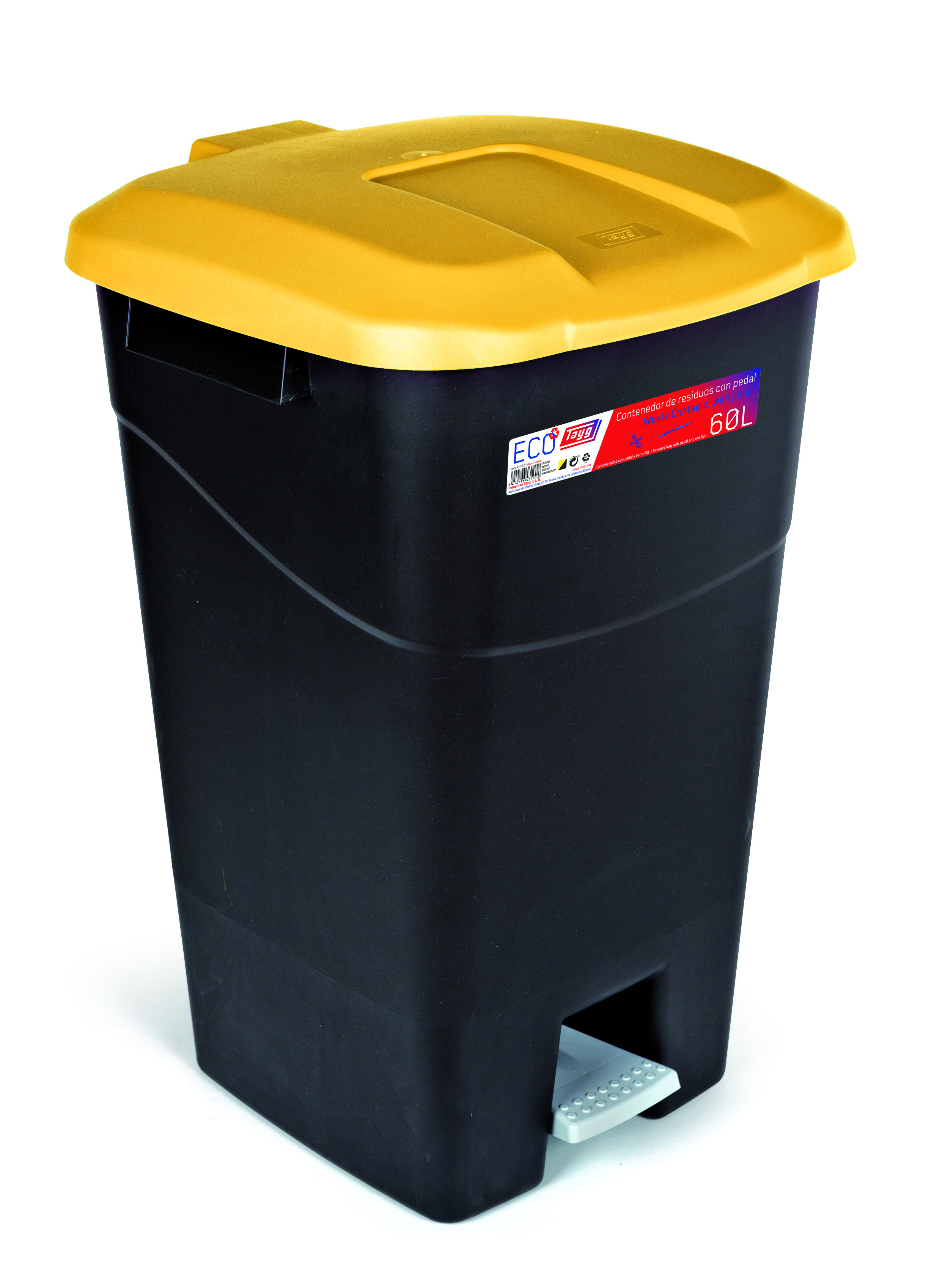 

Ведро для мусора EcoTayg 60л, с педалью, с крышкой, 40*43*65см