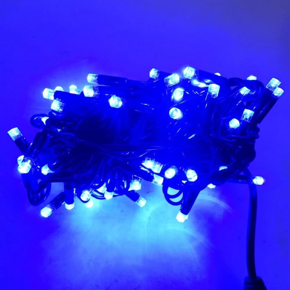 

Гирлянда Уличная Нить LED 100, синий, чёрный провод; 7.2 м
