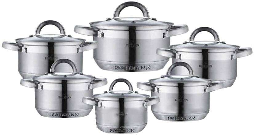 

Набор кухонной посуды из нержавеющей стали 12 предметов Bohmann BH-0717