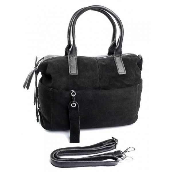

Женская кожаная сумка с замшей Parse 8794-M Black