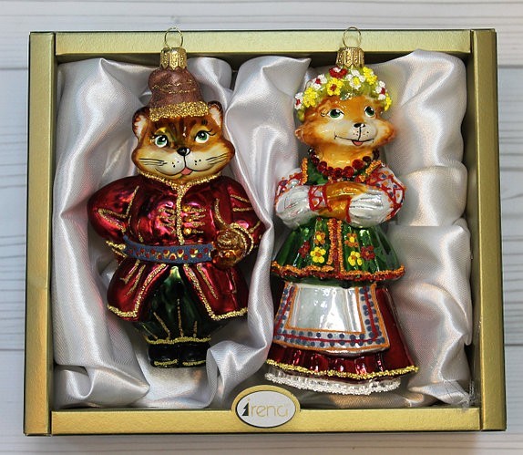 

Набор елочных игрушек "Лисичка и кот"