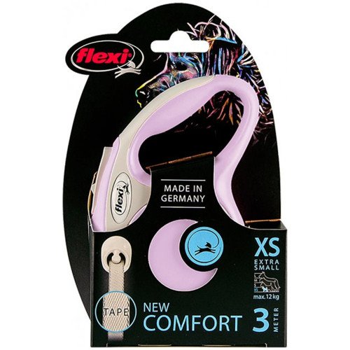 

Рулетка Flexi New Comfort XS, для собак, 3 м, лента, розовая