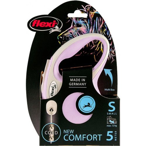

Рулетка Flexi New Comfort M, для собак, 5 м, трос, розовая