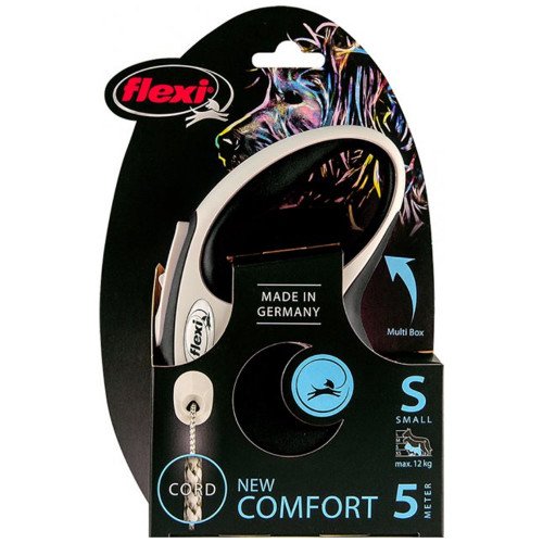 

Рулетка Flexi New Comfort S, для собак, 5 м, трос, черная