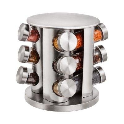 

Подставка карусель для специй Edenberg Spice carousel 12 емкостей на вращающейся подставке квадратная для кухни Серебристый