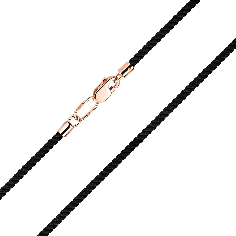 

Черный синтетический шнурок с замком из красного золота, 2мм 000121556 50 размера