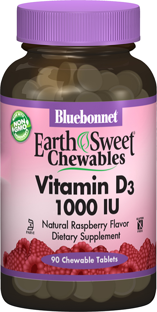 

Витамины Bluebonnet Nutrition Earth Sweet Chewables D3 1000IU Малина 90 жевательных таблеток (743715003620)