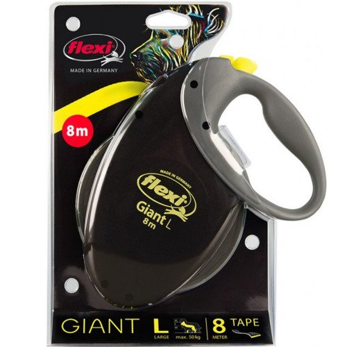 

Рулетка Flexi Giant XL, для собак до 75 кг, 8 м, лента, чёрно-желтая