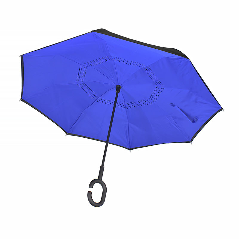 

Зонт наоборот Lesko Up-Brella Синий ветрозащитный антизонт с непромокаемым куполом смарт-зонт