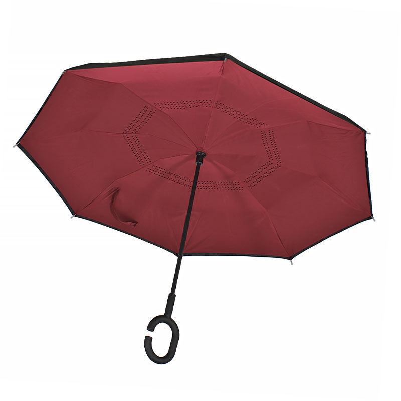 

Зонт наоборот Lesko Up-Brella Бордовый раскладной обратного складывания ветрозащитный