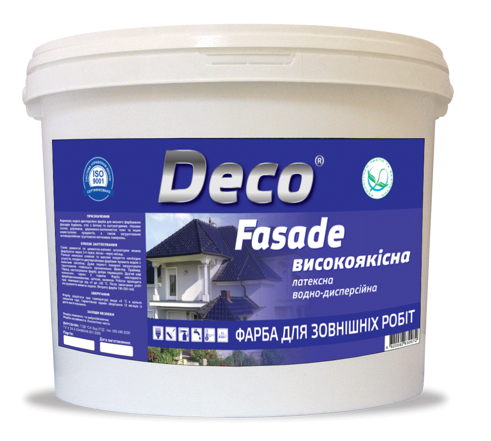 

Краска для наружных работ акриловая Fasade Deco 3 л
