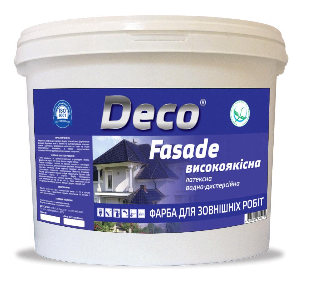 

Краска для наружных работ акриловая Fasade Deco 10 л