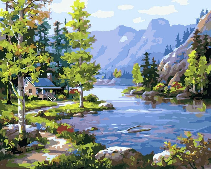 

Картина по номерам Babylon Домик у ручья VP220 40x50см