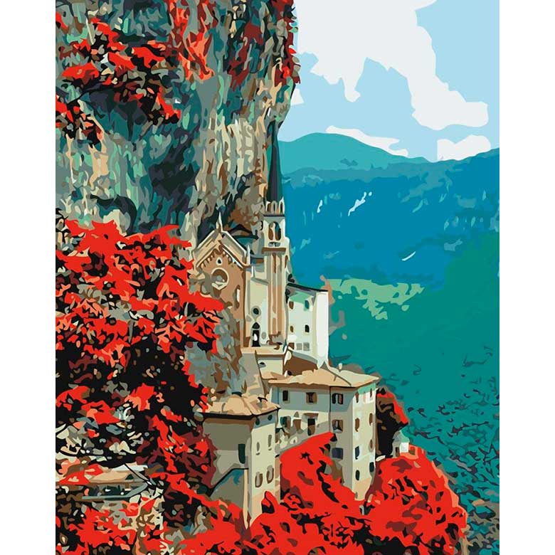 

Картина по номерам Идейка монастырь Madonna della Corona КН2258 40x50см