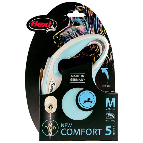 

Рулетка Flexi New Comfort М, для собак, 5 м, лента, голубая
