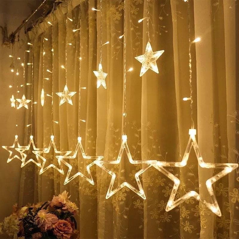 

Светодиодная гирлянда штора звезды "Star curtain 12-WW" 2,5 м 120 LED, новогодняя гирлянда Тёплый белый