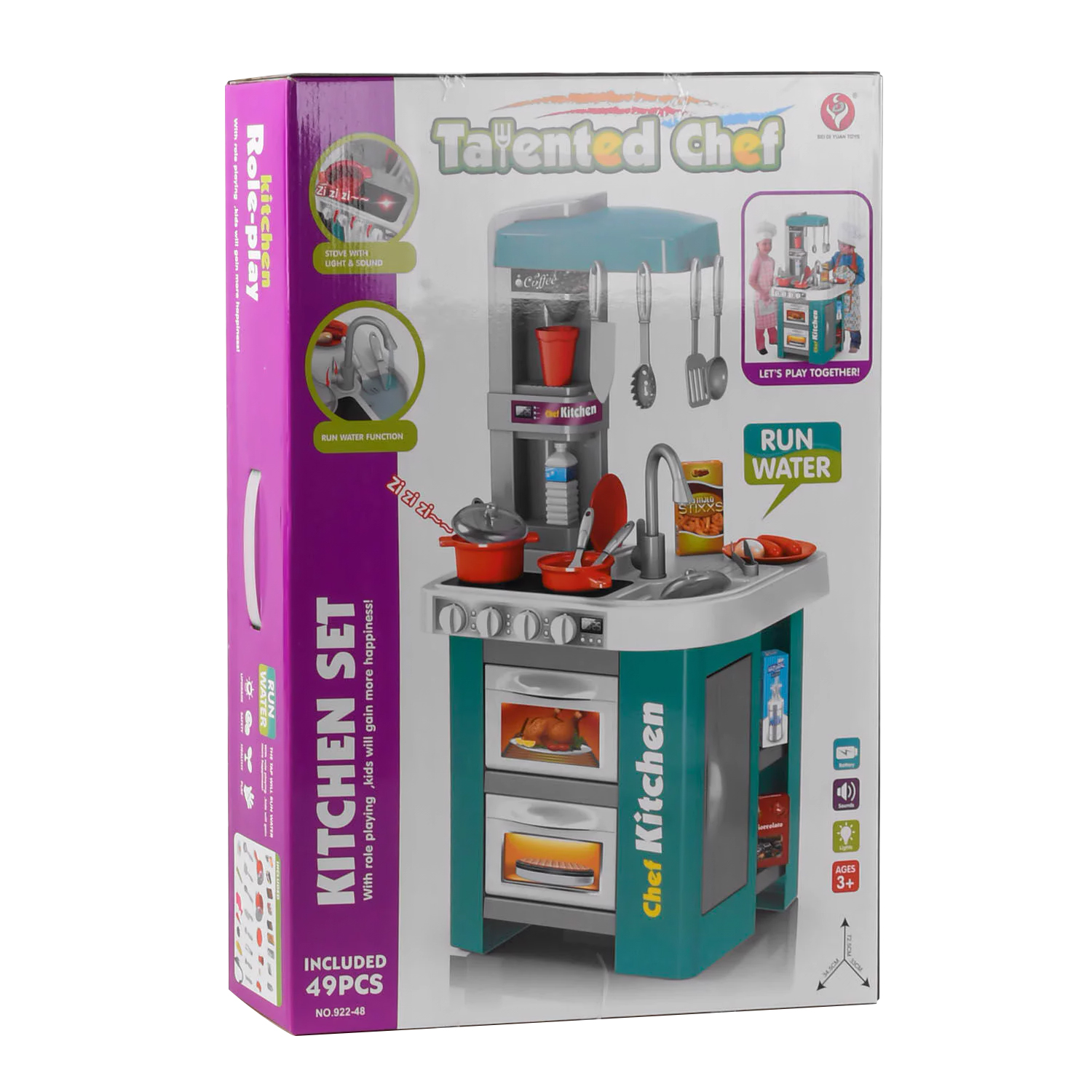 

Детская игровая кухня "Kitchen Set" (свет, звук, 49 аксессуаров, течет вода) 72172