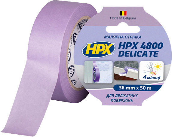 

Малярная лента HPX 4800 Delicate для деликатных поверхностей 36 мм х 50 м Фиолетовая (PW3850)