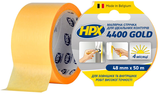 

Малярная лента HPX 4400 GOLD для идеальных контуров 48 мм х 50 м Оранжевая (FP5050)