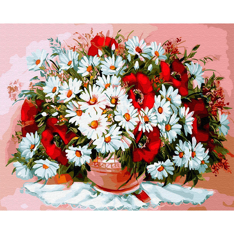 

Картина по номерам Никитошка Маки и ромашки GX29467 40x50см