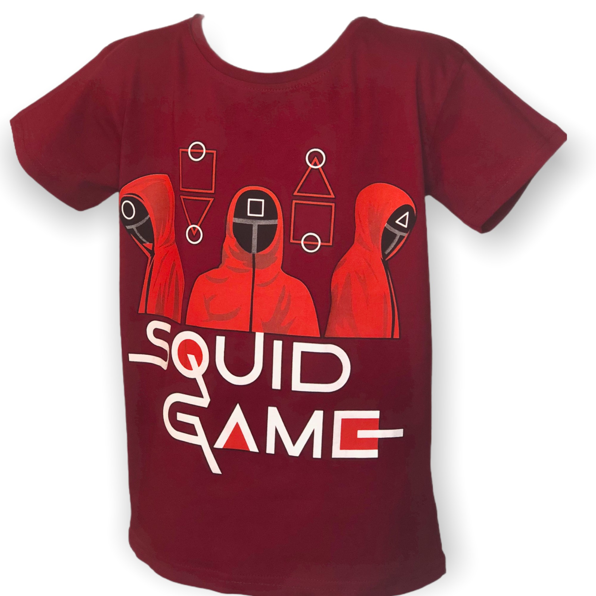 

Футболка для мальчика Игра в кальмара Squid qame 140 Бордовая
