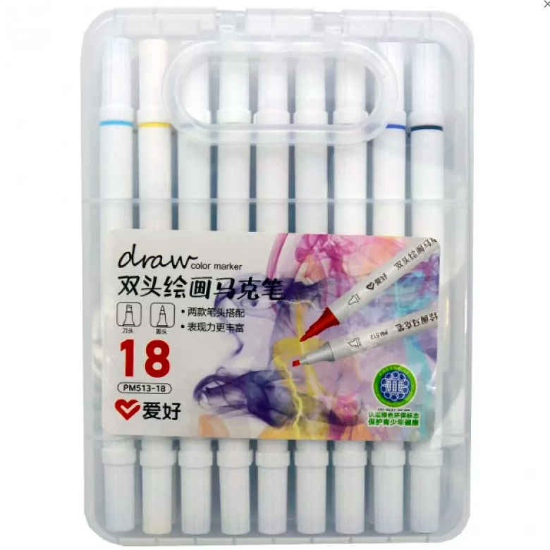 

Скетч маркеры для рисования Swiss Ink двусторонние для бумаги набор 18 шт PM513-18