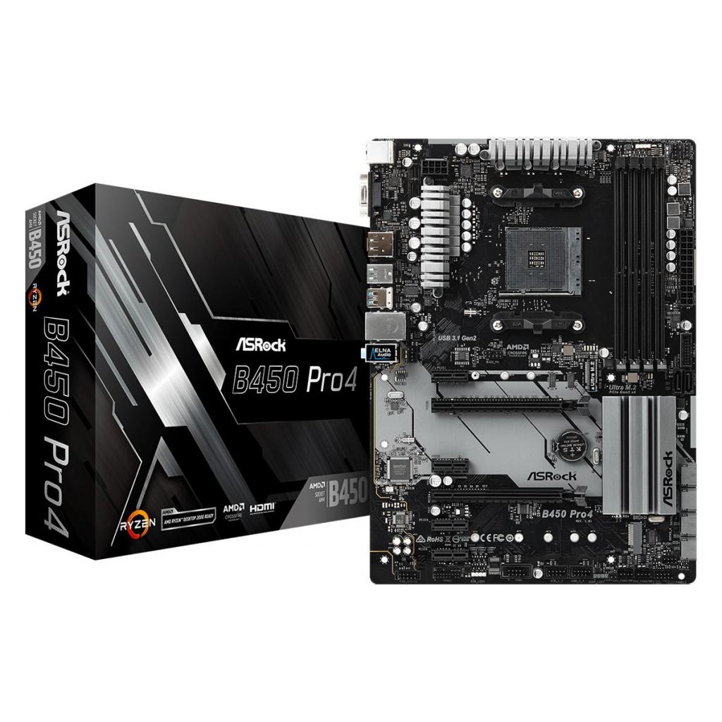 

Материнская плата ASRock B450 Pro4 Socket AM4 (B450 Pro4 ) Over-Stock, без планки