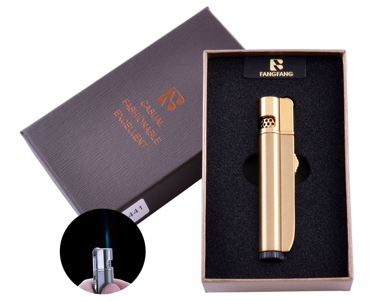 

Зажигалка в подарочной коробке Fangfang 74441 Gold