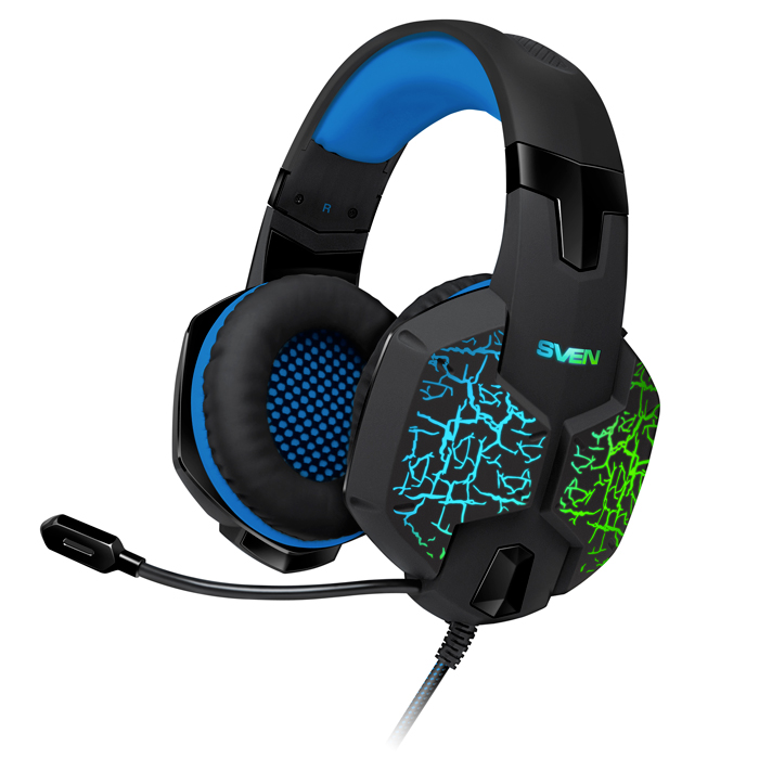 

Игровые стереонаушники с микрофоном SVEN AP-U980MV Black-Blue USB (кожаные), звук 7.1 (17531)