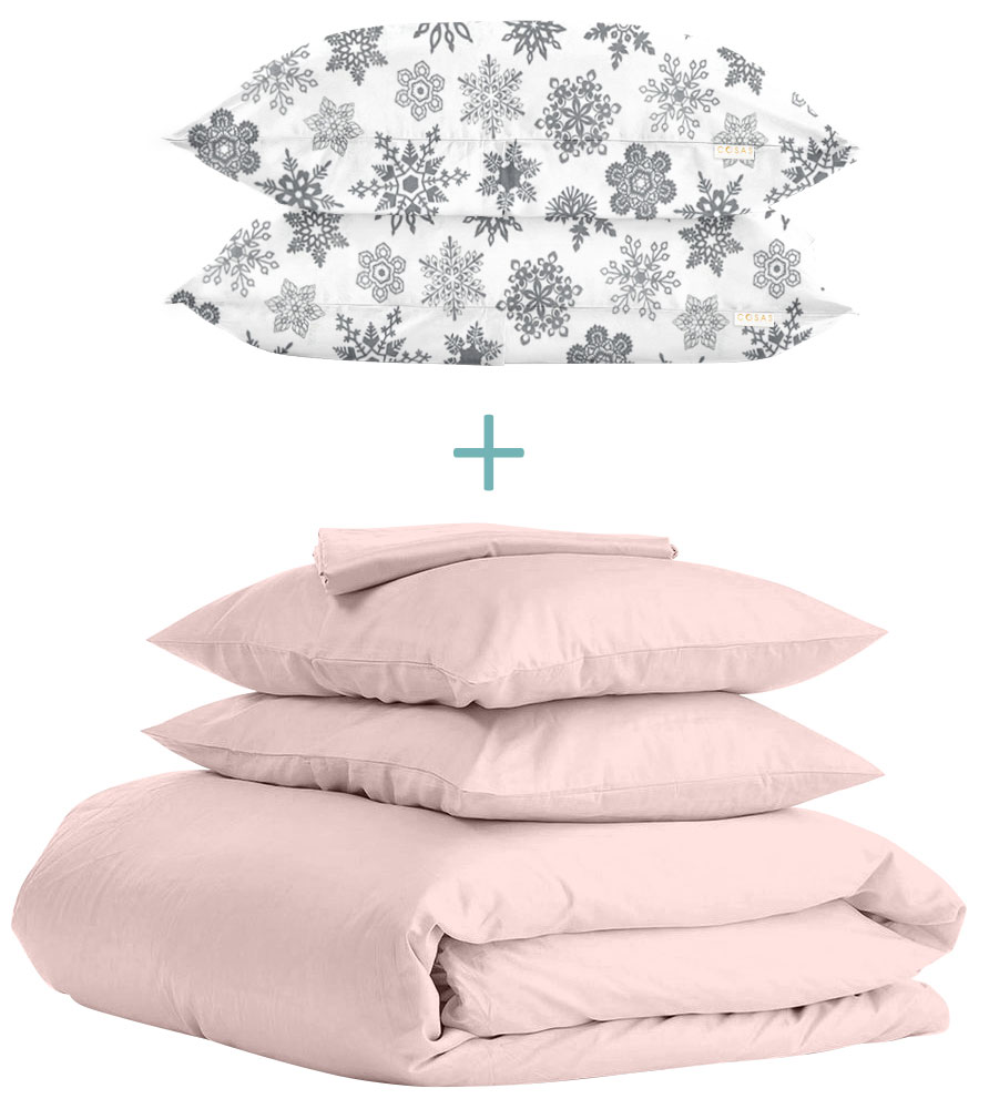 

Комплект Cosas Ranfors Rose + подарок наволочки 2 шт Snowflakes Grey