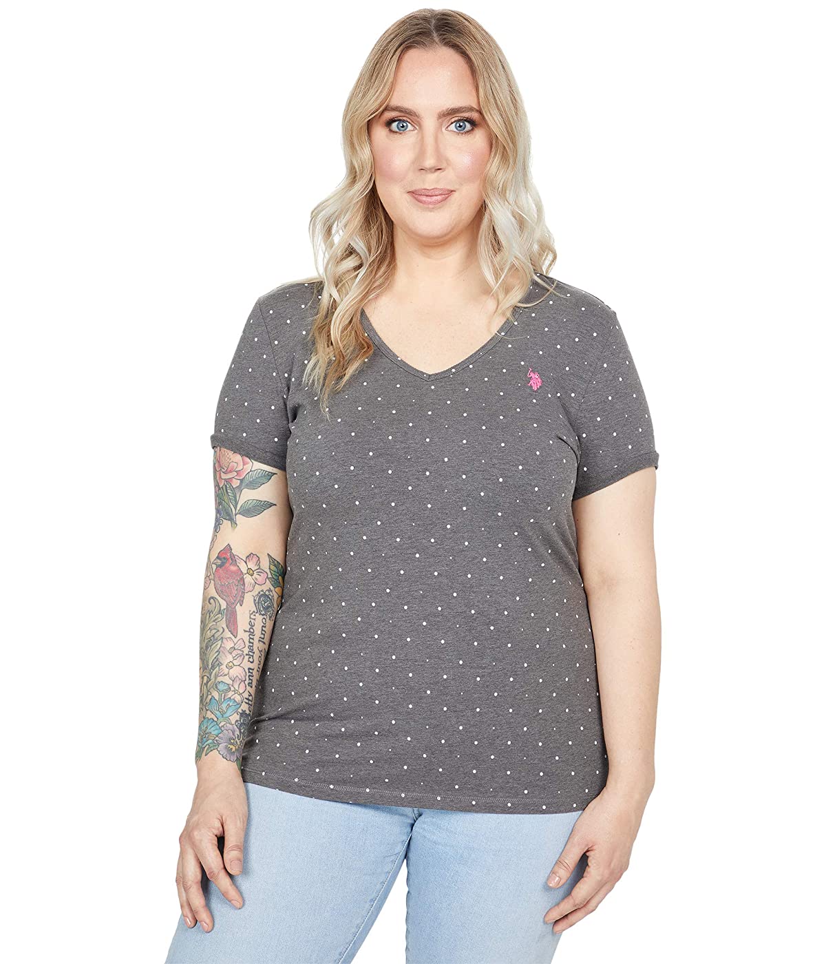 

Футболка U.. POLO Dot V-Neck Tee Dark Heather Grey,  (44, Футболка U.S. POLO Dot V-Neck Tee Dark Heather Grey, S (44)