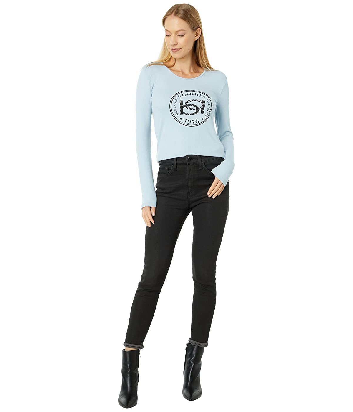 

Лонгслив bebe Bebe Logo Ribbed Heritage Tee Infinity,  (46, Лонгслив bebe Bebe Logo Ribbed Heritage Tee Infinity, M (46)